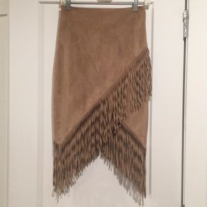 Express faux suede fringe skirt